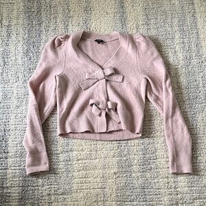 Express Light Pink Bow-Detail Cardigan
